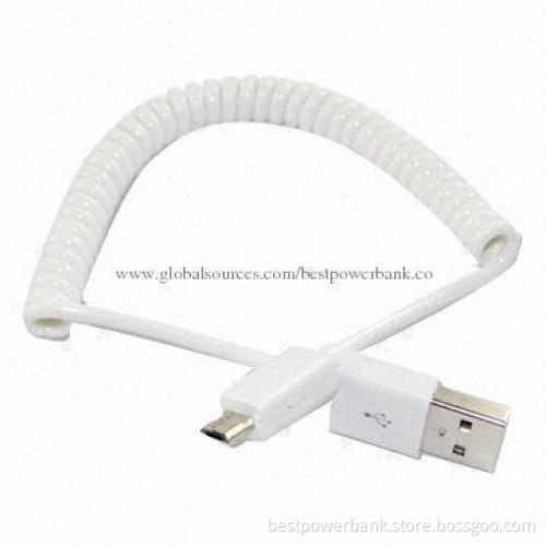 USB Spring Cable for Mobile Phone with High Quality, Manufacturer Directly Supply w/0.28m Length